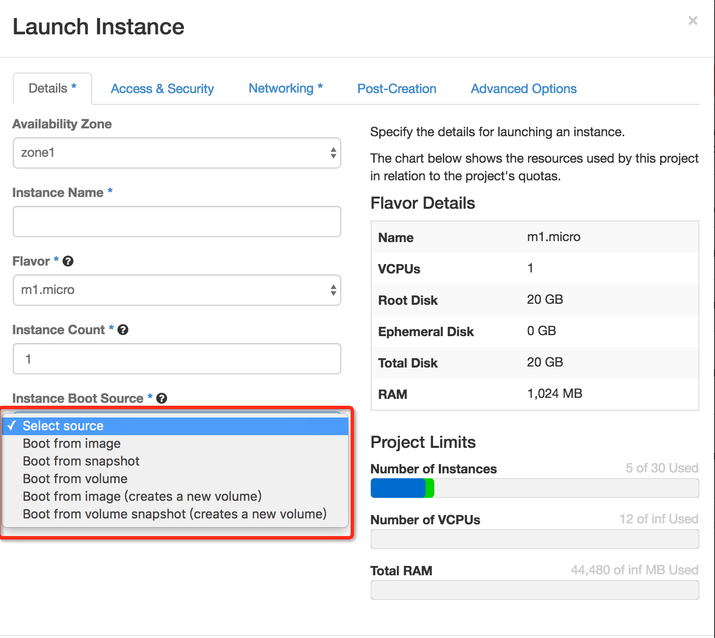 instance boot sources