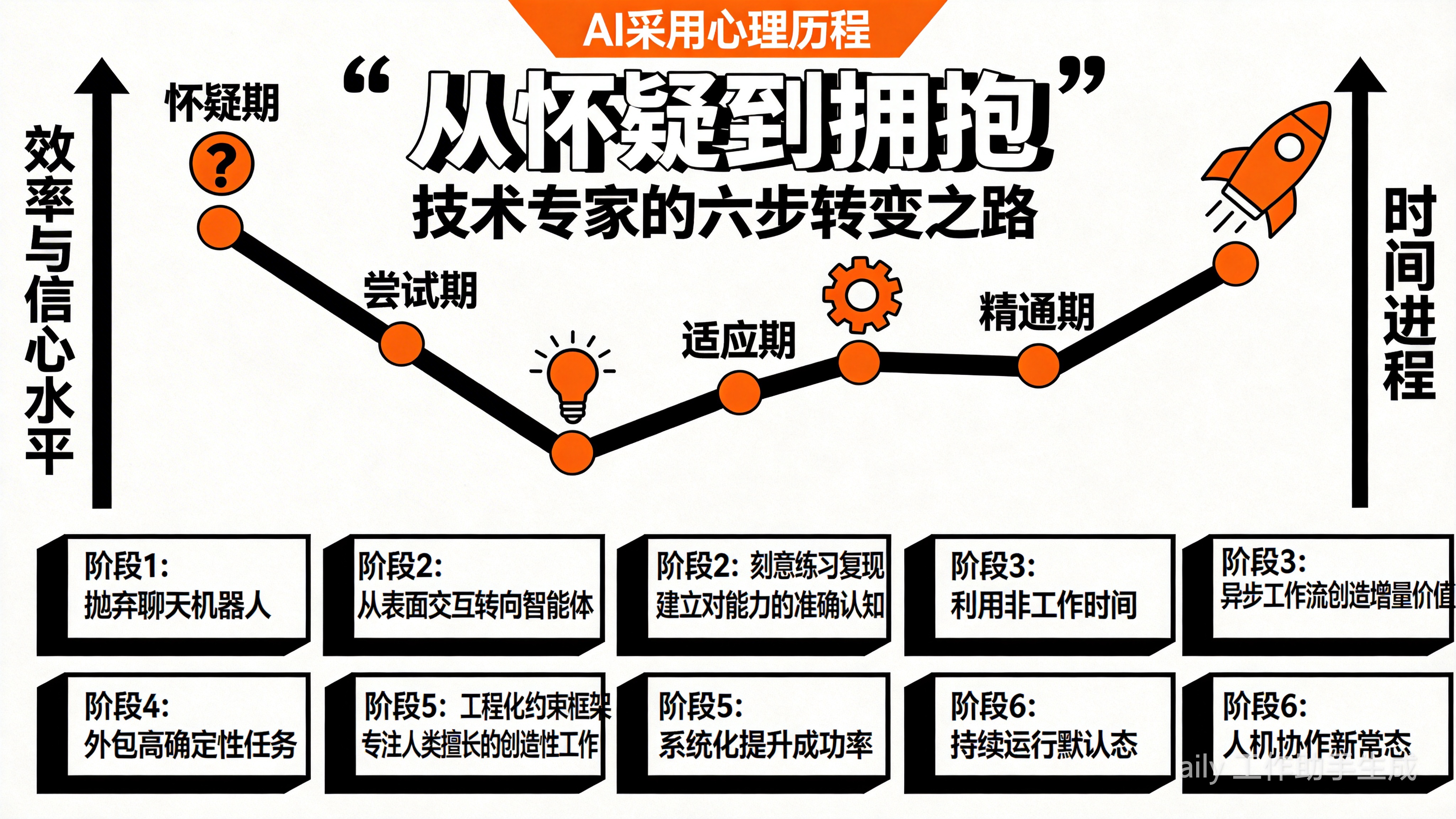 AI采用心理历程曲线：从怀疑、尝试、适应到精通的四个必经阶段