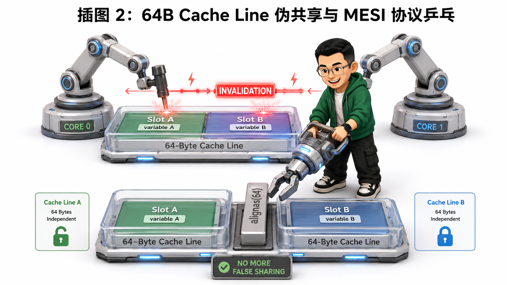 Ringi 导师解构：64 字节 Cache Line 伪共享物理冲突与 MESI 协议状态乒乓