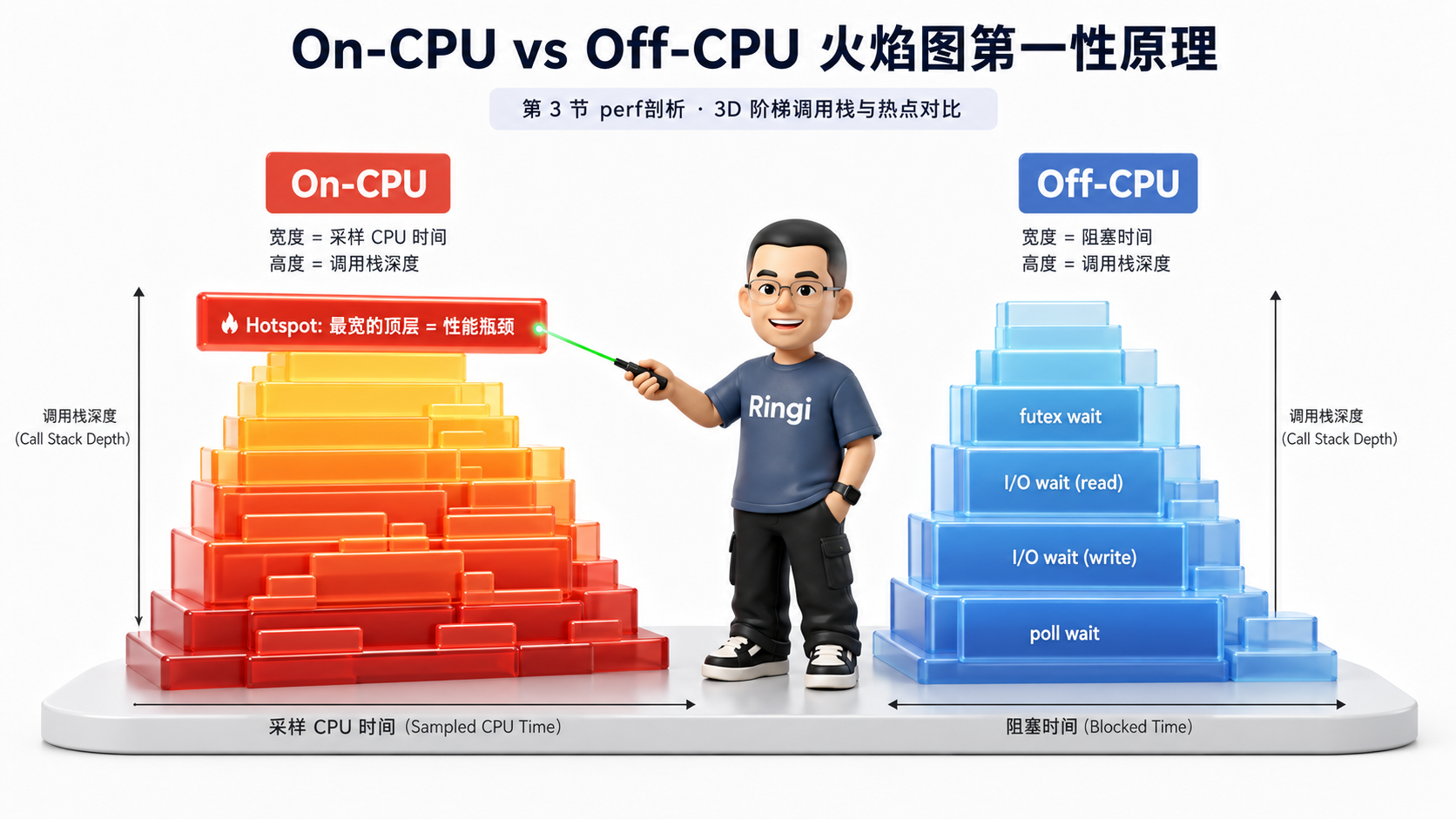 Ringi 导师解构:On-CPU vs Off-CPU 火焰图第一性原理