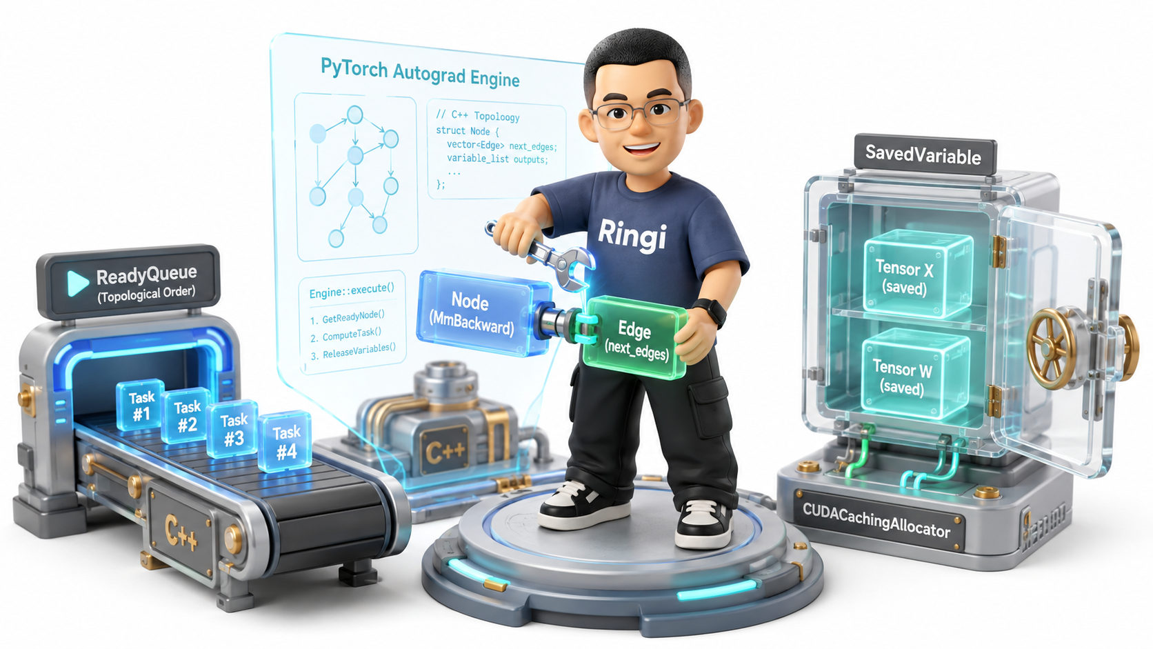 Ringi 导师解构：PyTorch C++ Autograd Engine 核心类拓扑与调度工坊