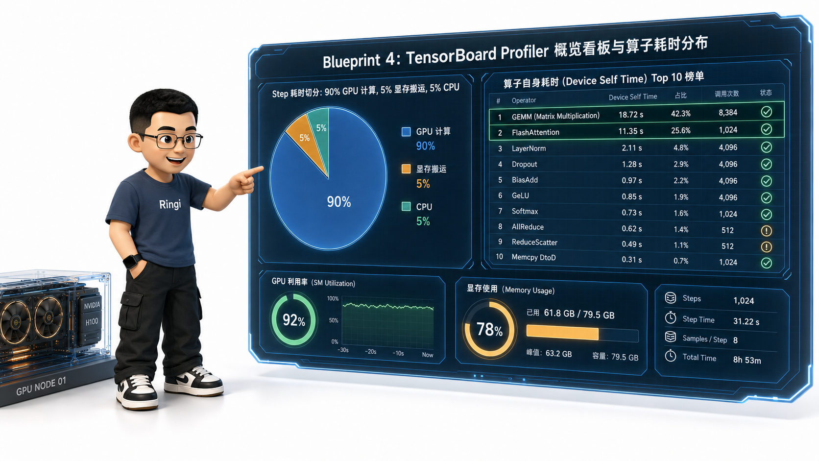Ringi 导师解构:TensorBoard Profiler 概览看板与算子耗时分布