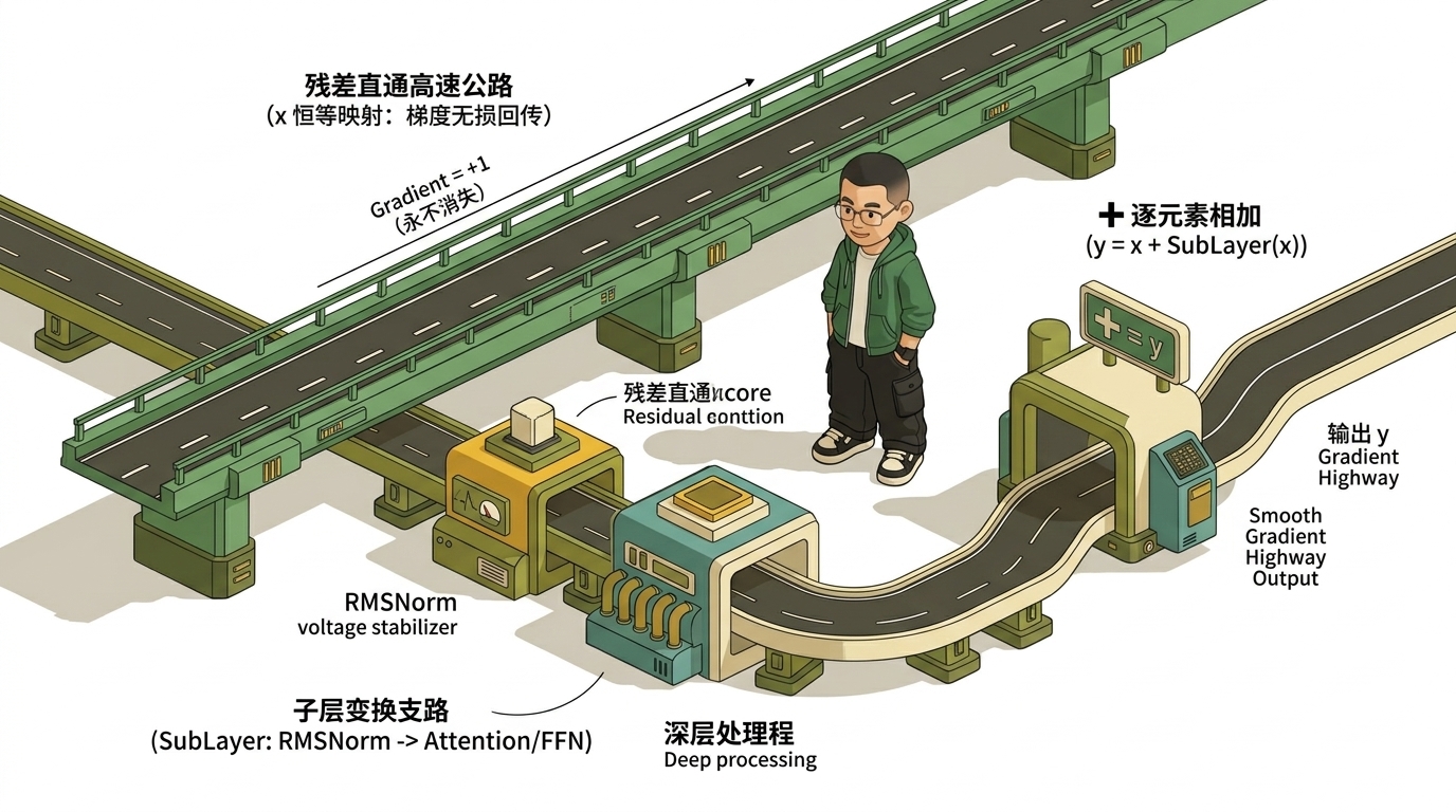 Ringi 导师解构：残差连接与 Pre-Norm 梯度高速公路