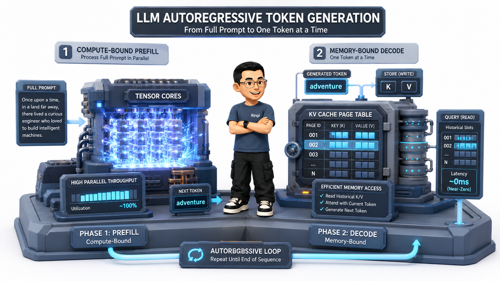 Ringi 导师解构:LLM 自回归推理与 KV Cache 显存管理架构