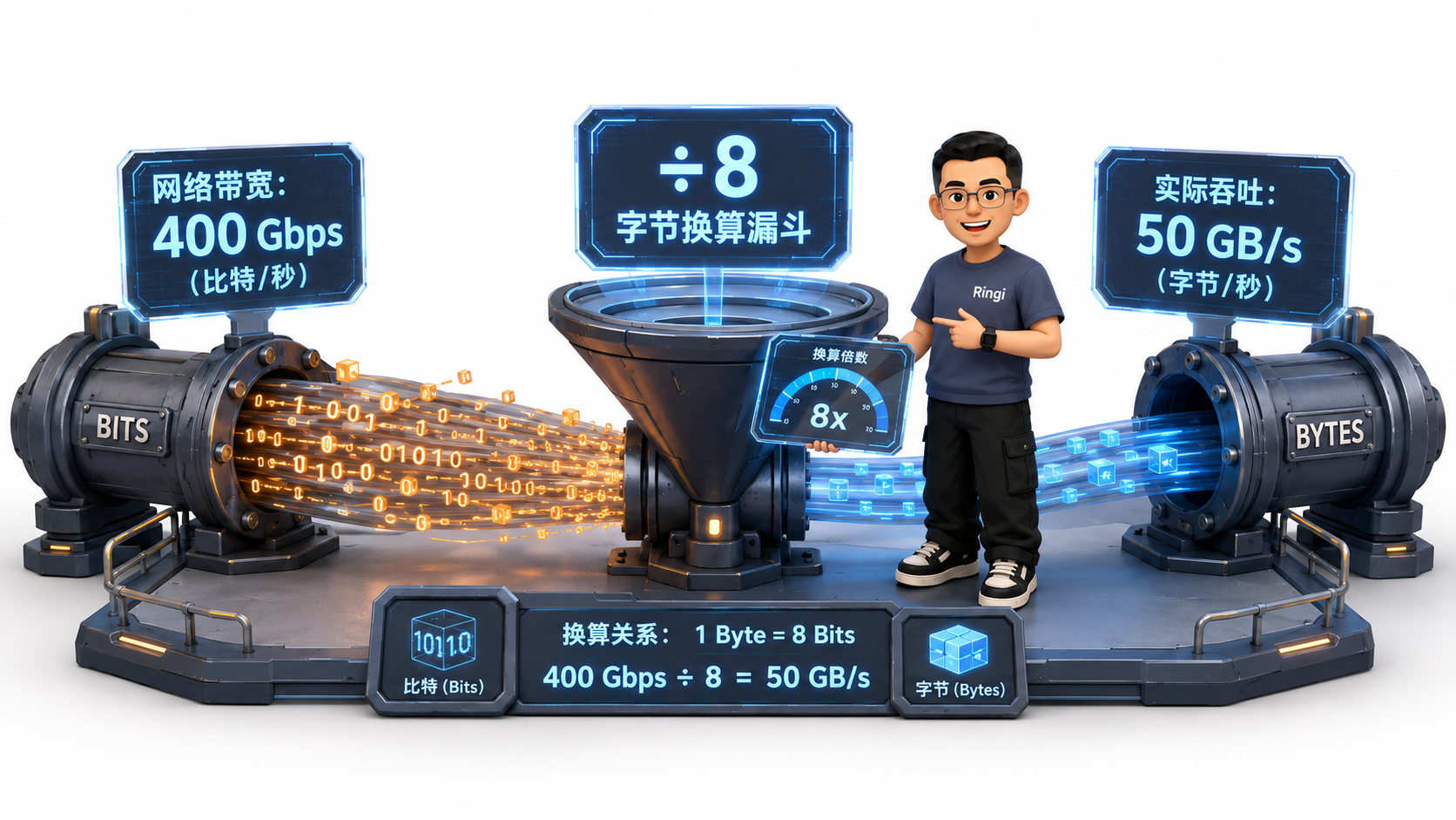 Ringi 核心冲突剧场:Gbps 与 GB/s 流量闸门与单位换算
