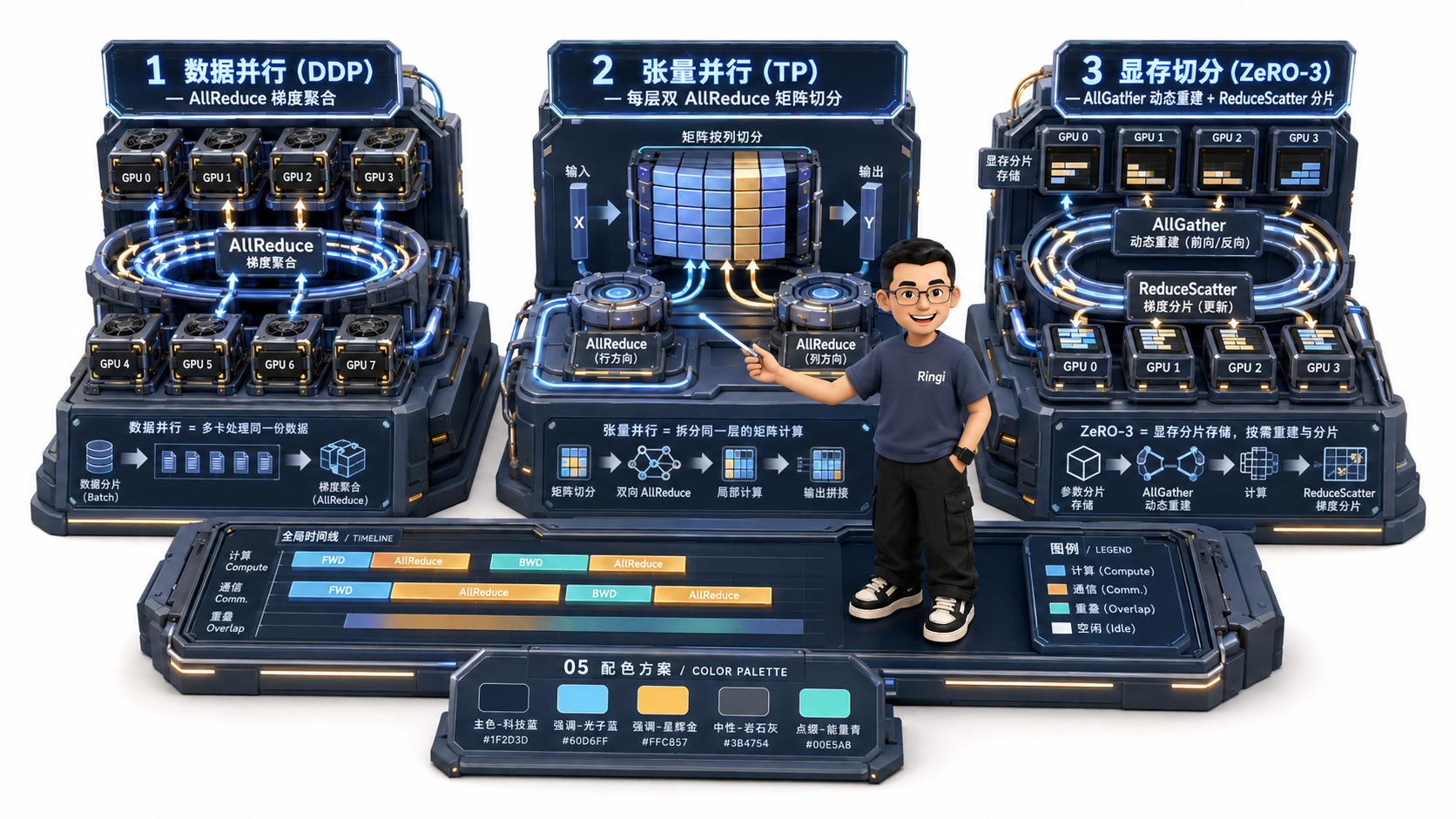 Ringi 导师解构:分布式并行三大范式集合通信数据流