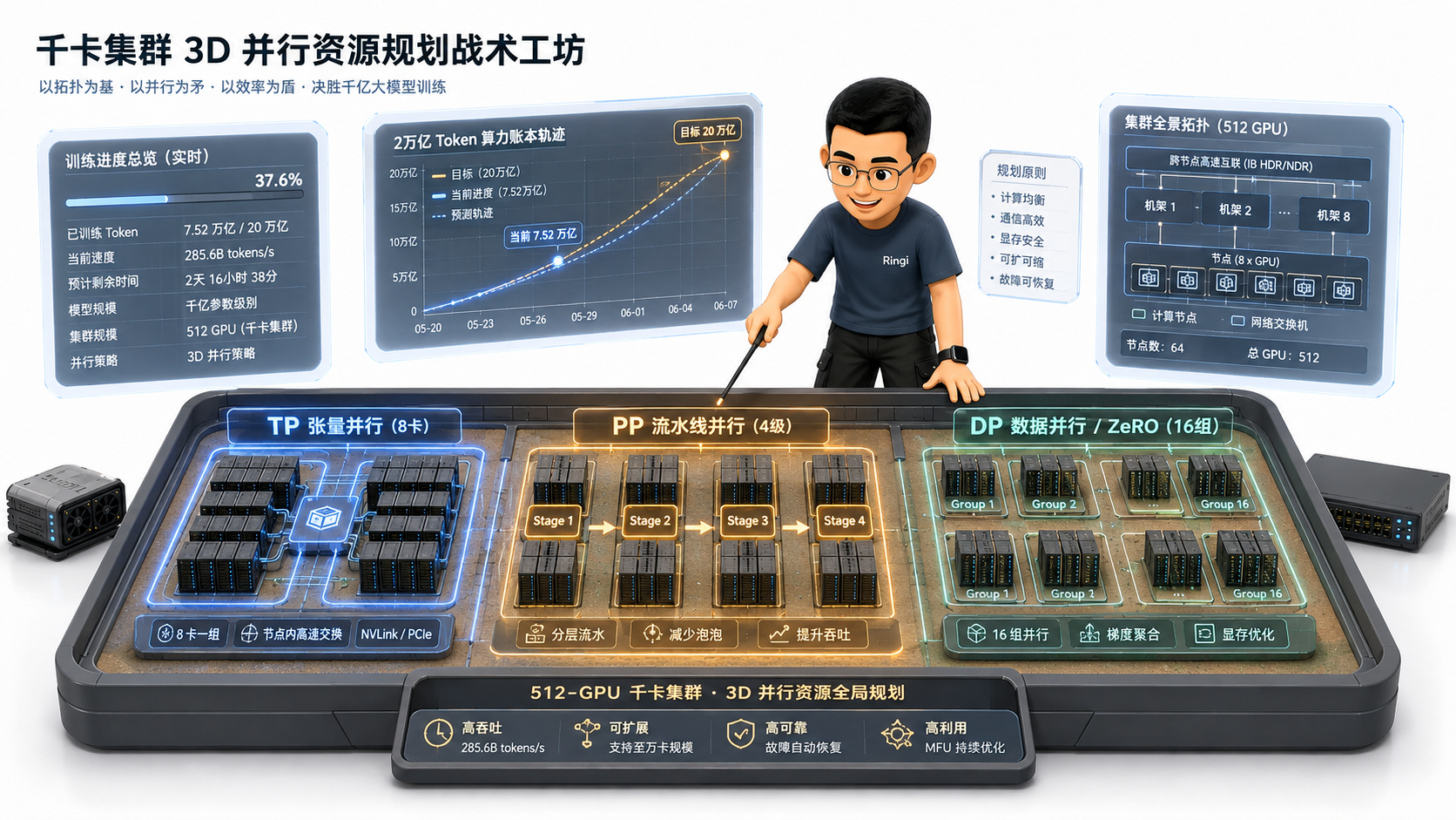 Ringi 导师解构:千卡集群 3D 并行资源规划战术工坊